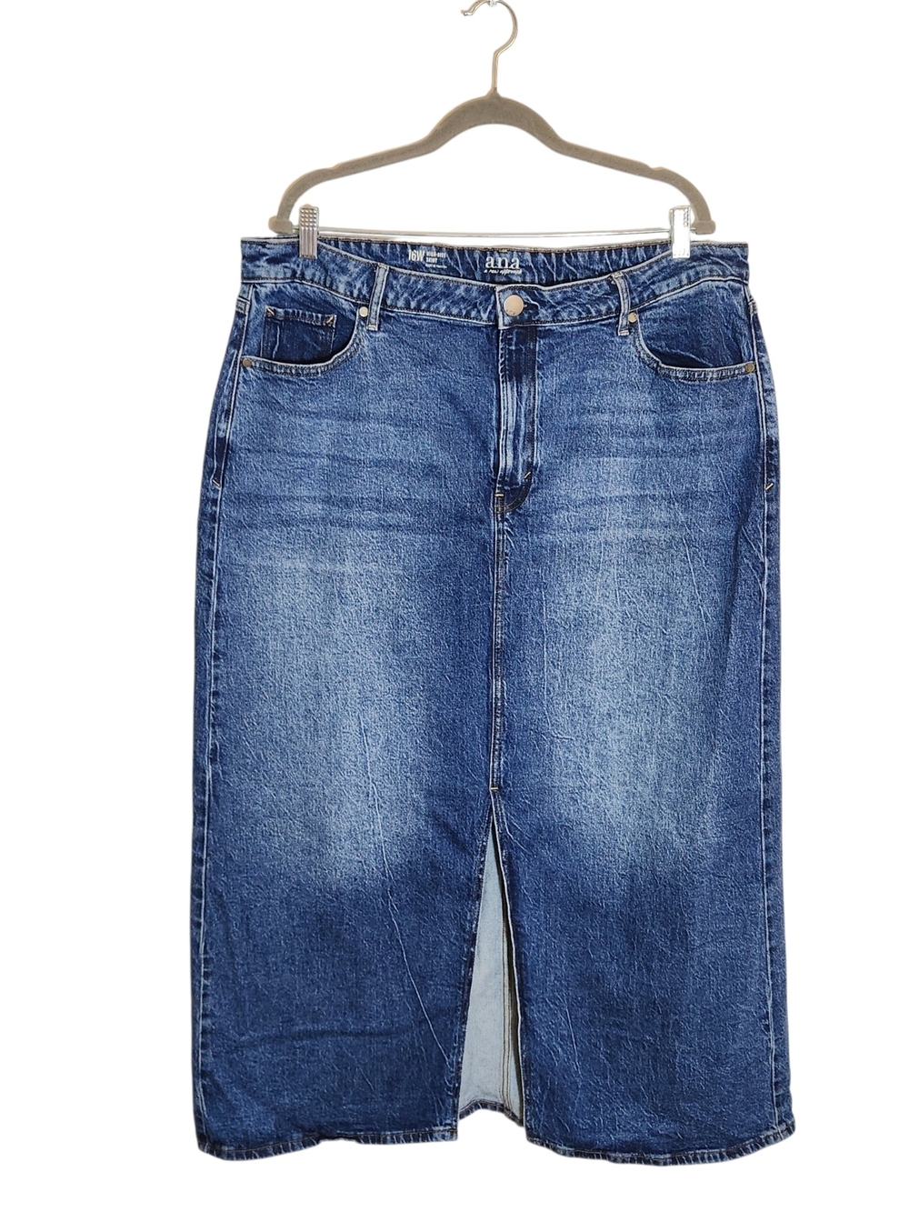 A.N.A High Rise Denim Maxi Skirt Size 16W Long Jean Skirt